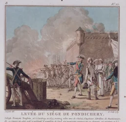 Aufhebung der Belagerung von Pondicherry, 1748, graviert 1789